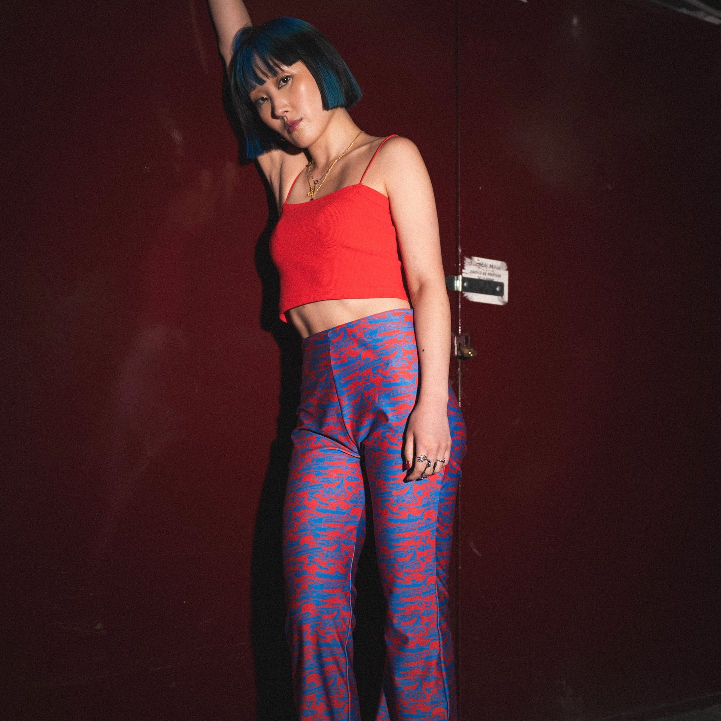JENA flared leggings Casse red print