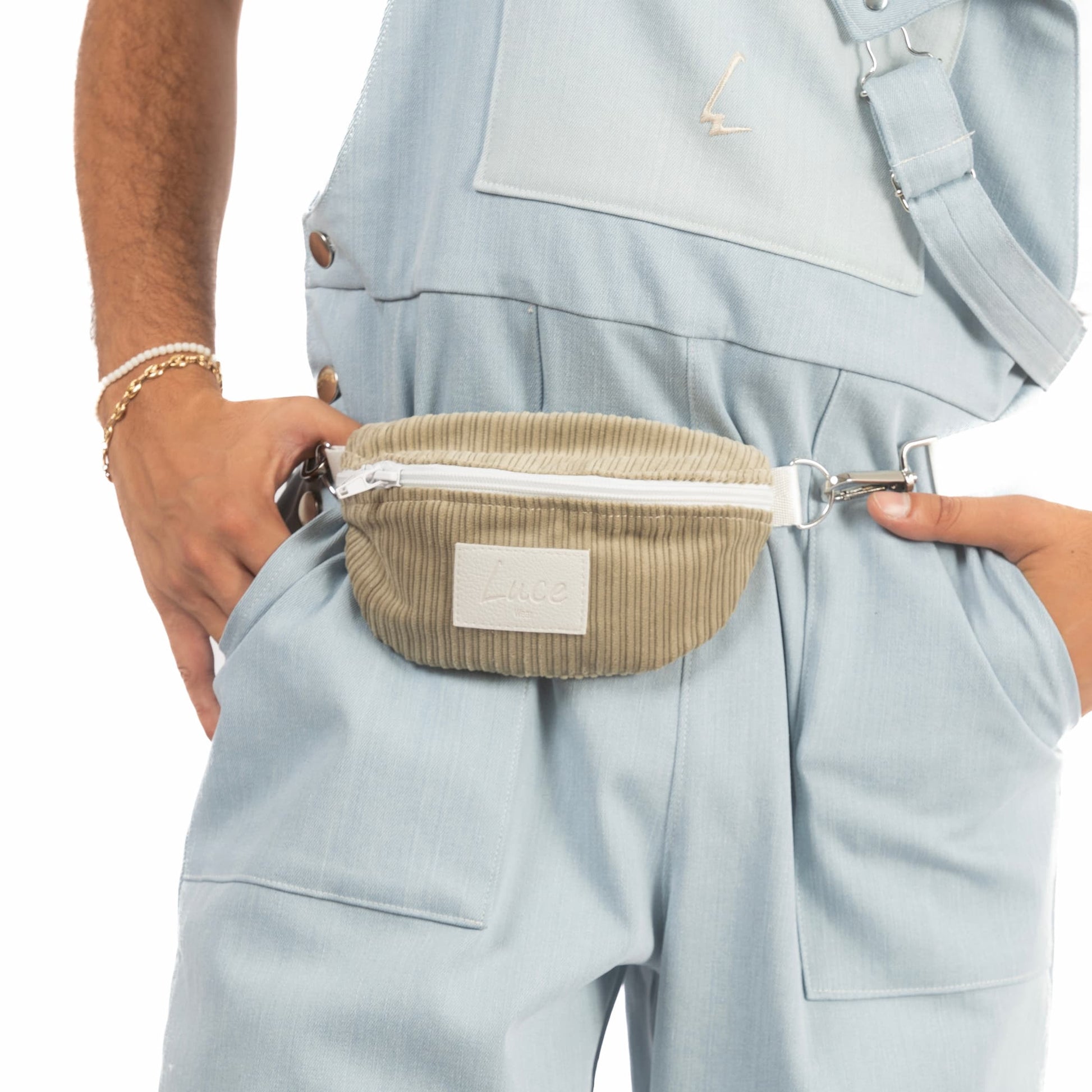 lucewear - mini sac banane velours kaki