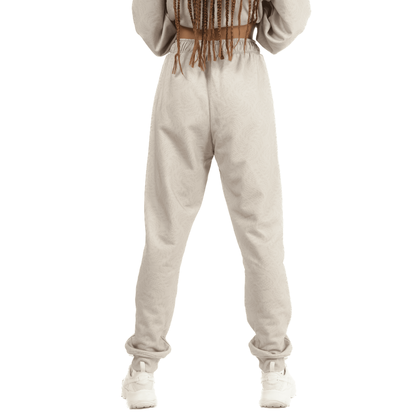 lucewear: femme portant un pantalon de survêtement taupe