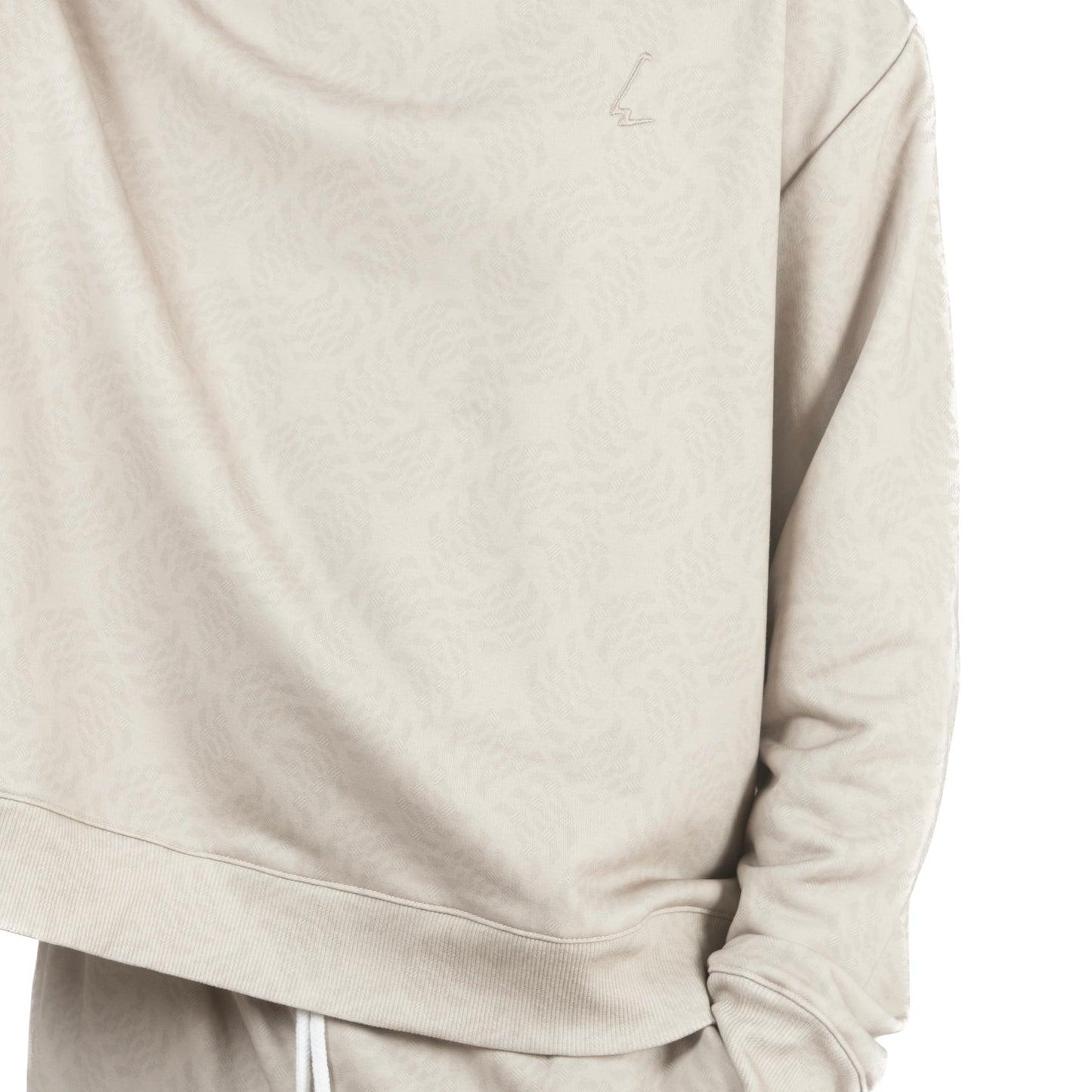 lucewear: homme portant un sweatshirt imprimé mixte taupe